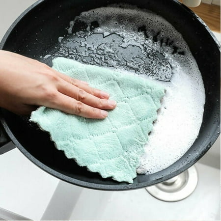 Coral Fleece Microfiber Dishcloth Towels Cleaning Cloth Cleaner For Kitchen QK